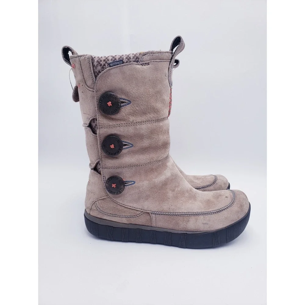 Merrell Tempest High Brindle Boots Taupe Suede Waterproof Mid Calf Winter 10 - Picture 2 of 11